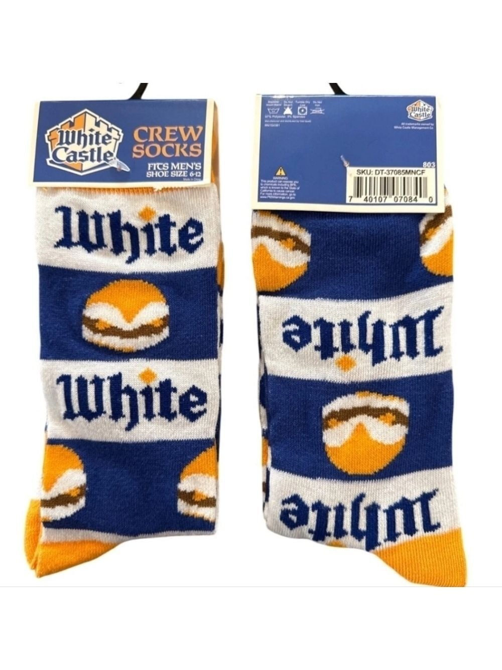 4 /$25 White Castle Burger Crew Socks New Novelty Socks Unisex Collectible Socks